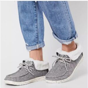 Hey Dude Women's Britt faux fur-lined Shoes Charcoal Grey Size 9